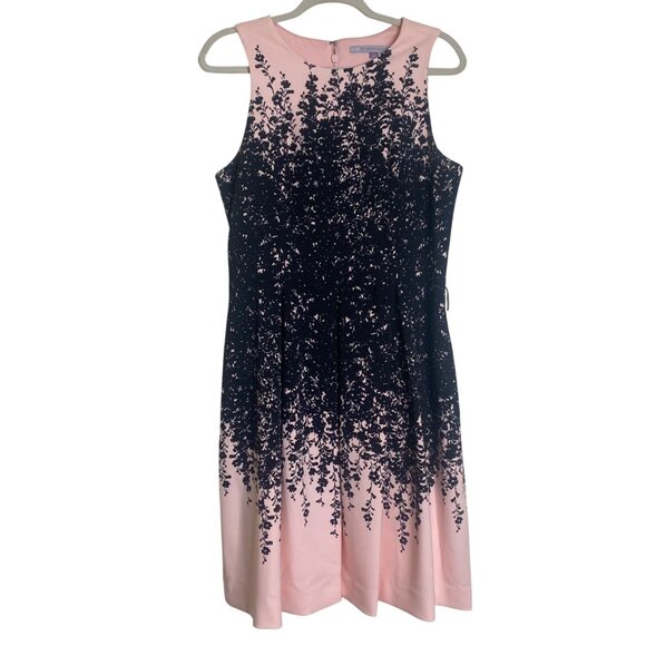 Luxe By Carmen Marc‎ Valvo Dress Size 12 Pink Black Fit & Flare - Picture 1 of 14